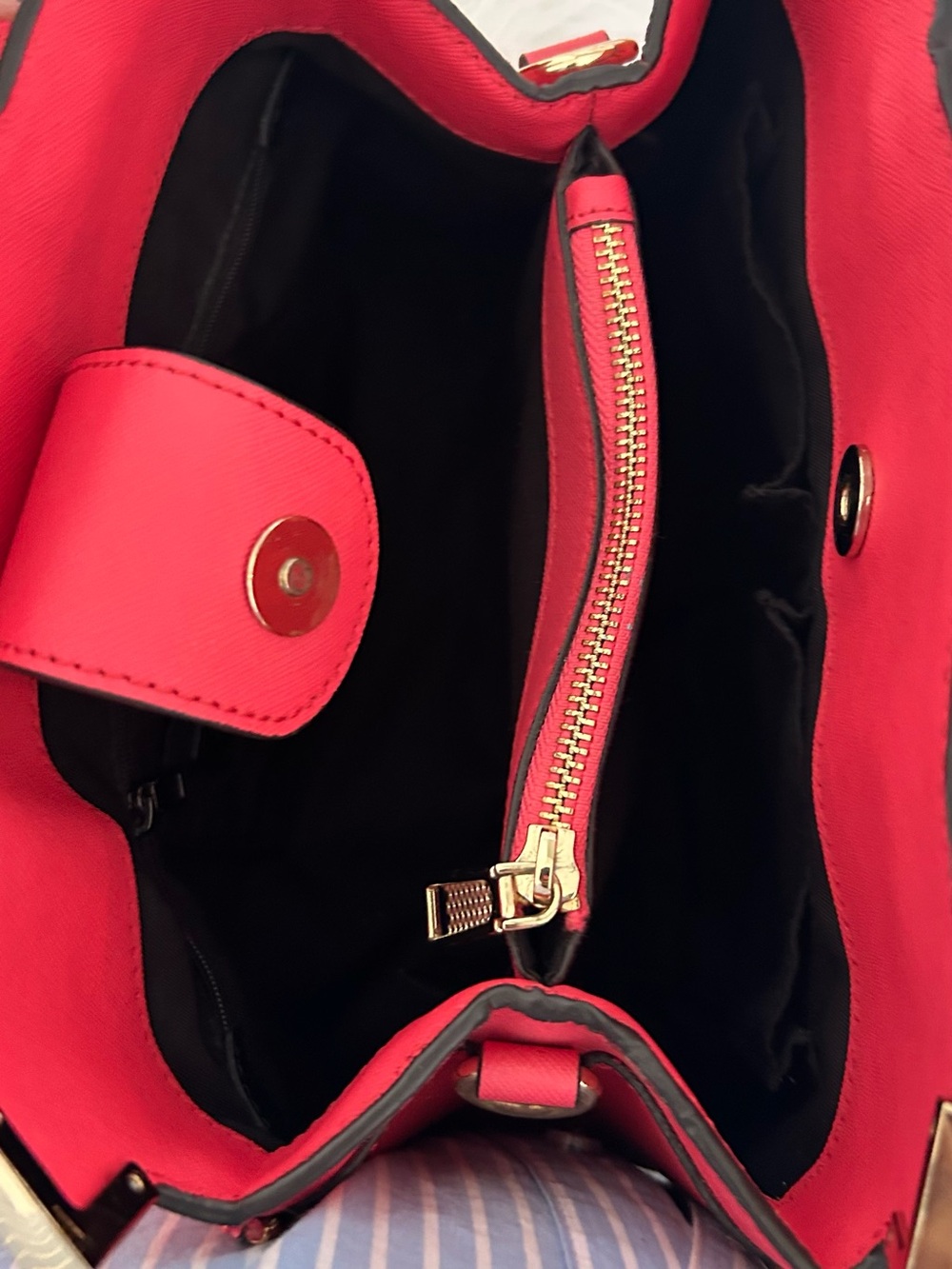 Rebecca Minkoff Red Structured Satchel Crossbody Bag Gold Hardware Top Handle - Picture 8 of 13